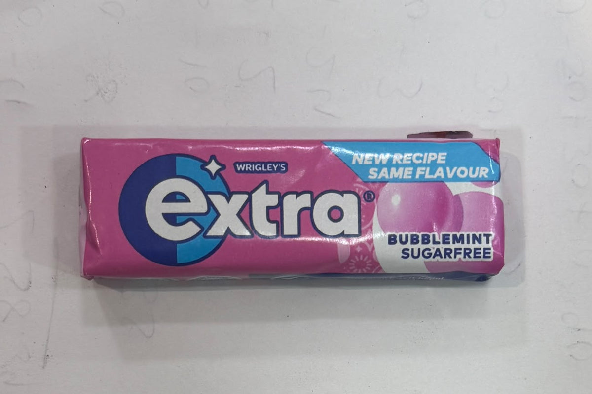 Wrigley's Extra Bubblemint sugarfree chewing gum front wrapper | Asian Grocery UK