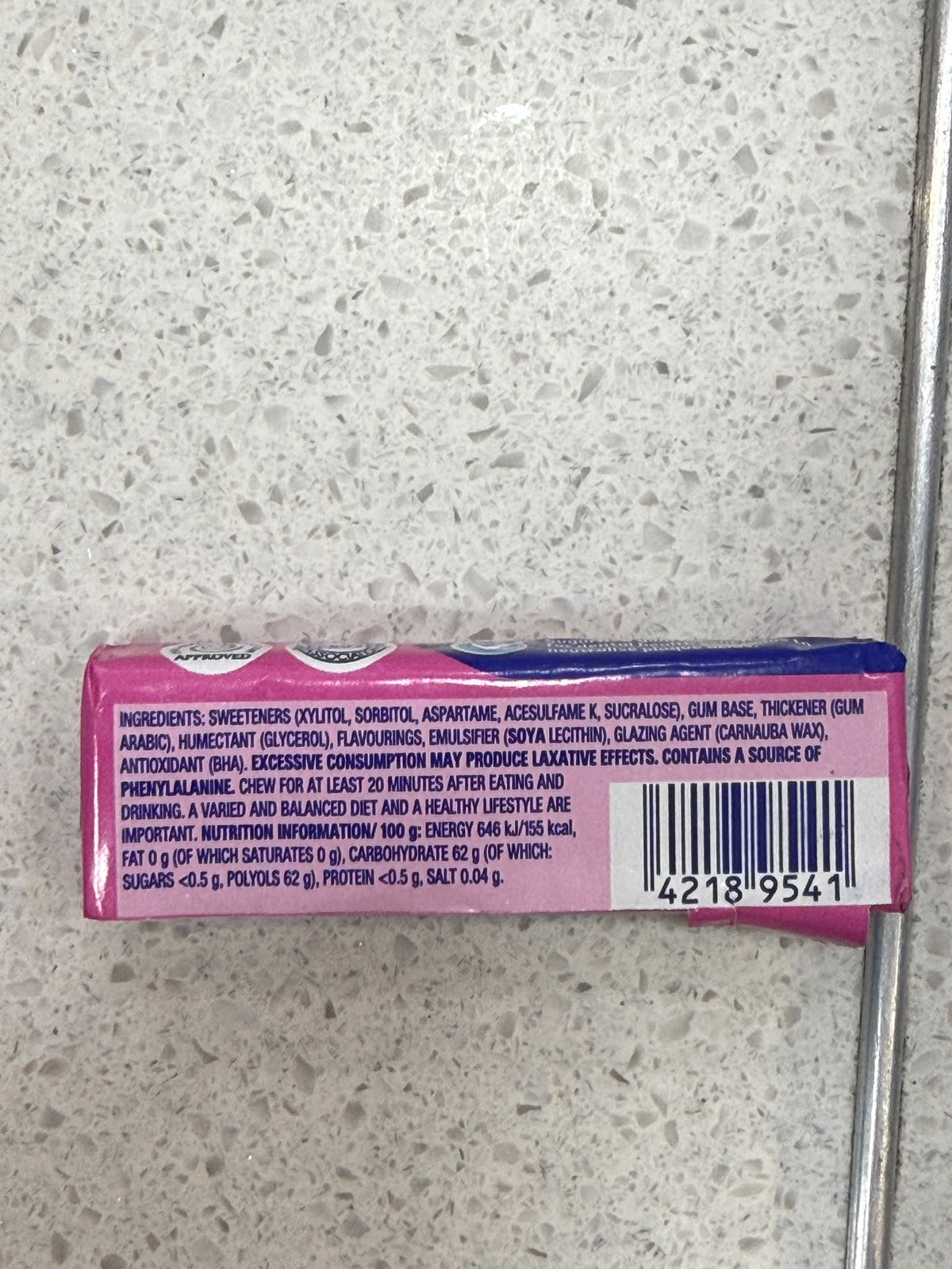 Wrigley's Extra Bubblemint sugarfree gum ingredients and nutrition | Asian Grocery UK