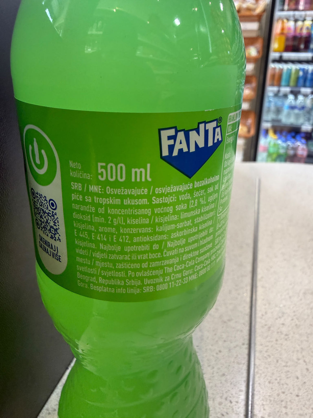 Fanta Tropical 500 ml bottle ingredients label | Asian Grocery UK