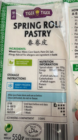 Tiger Tiger Spring Roll Pastry ingredients nutrition and frozen storage | Asian Grocery UK