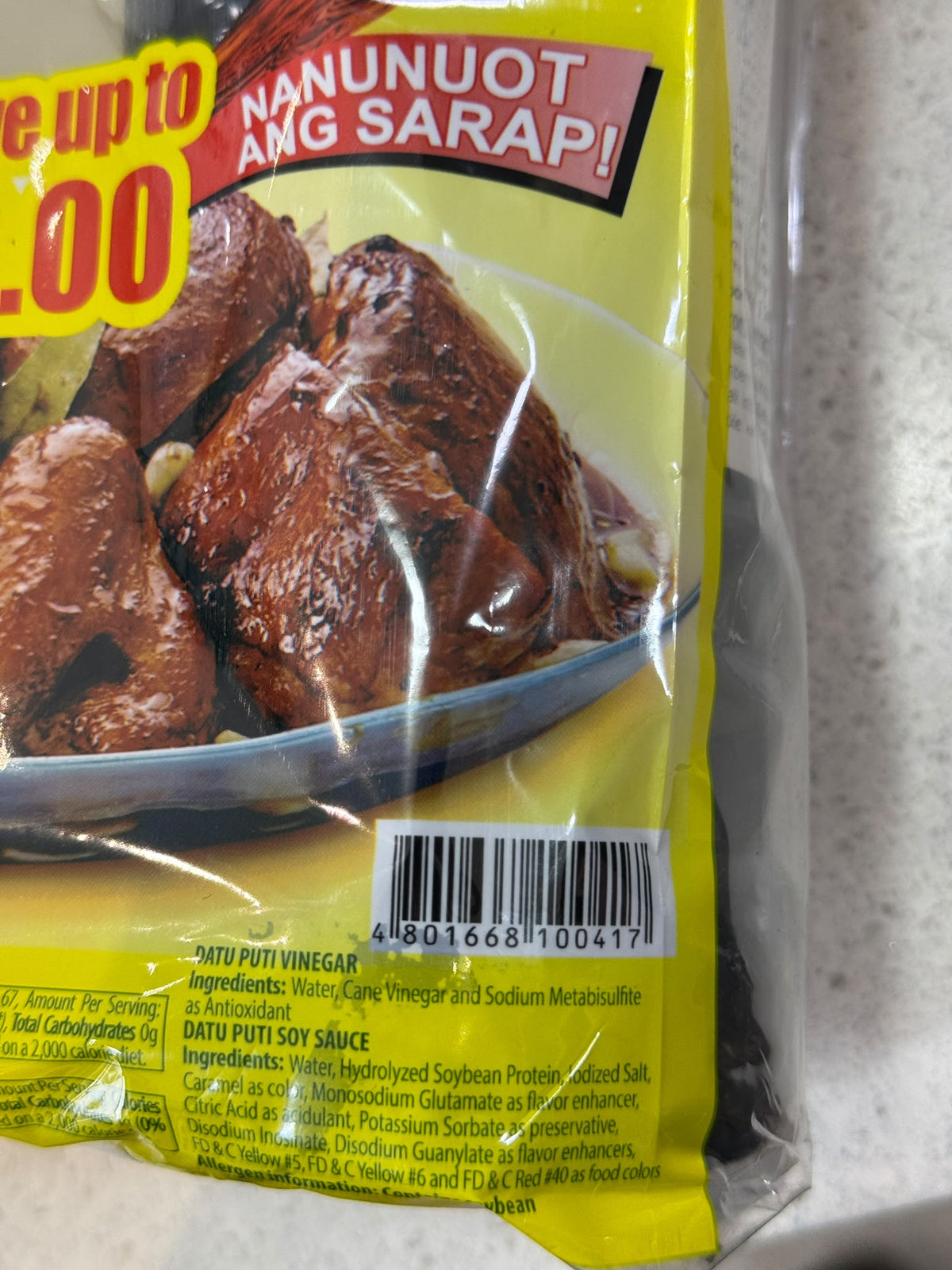 Datu Puti Pares Pack Vinegar & Soy Sauce barcode and ingredients | Asian Grocery UK