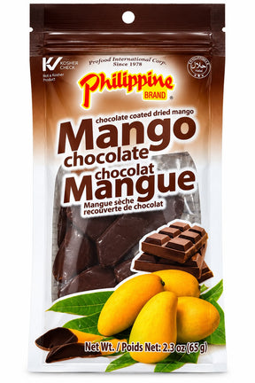 Philippine Brand Chocolate Coated Dried Mango 65g front pouch | Asian Grocery UK