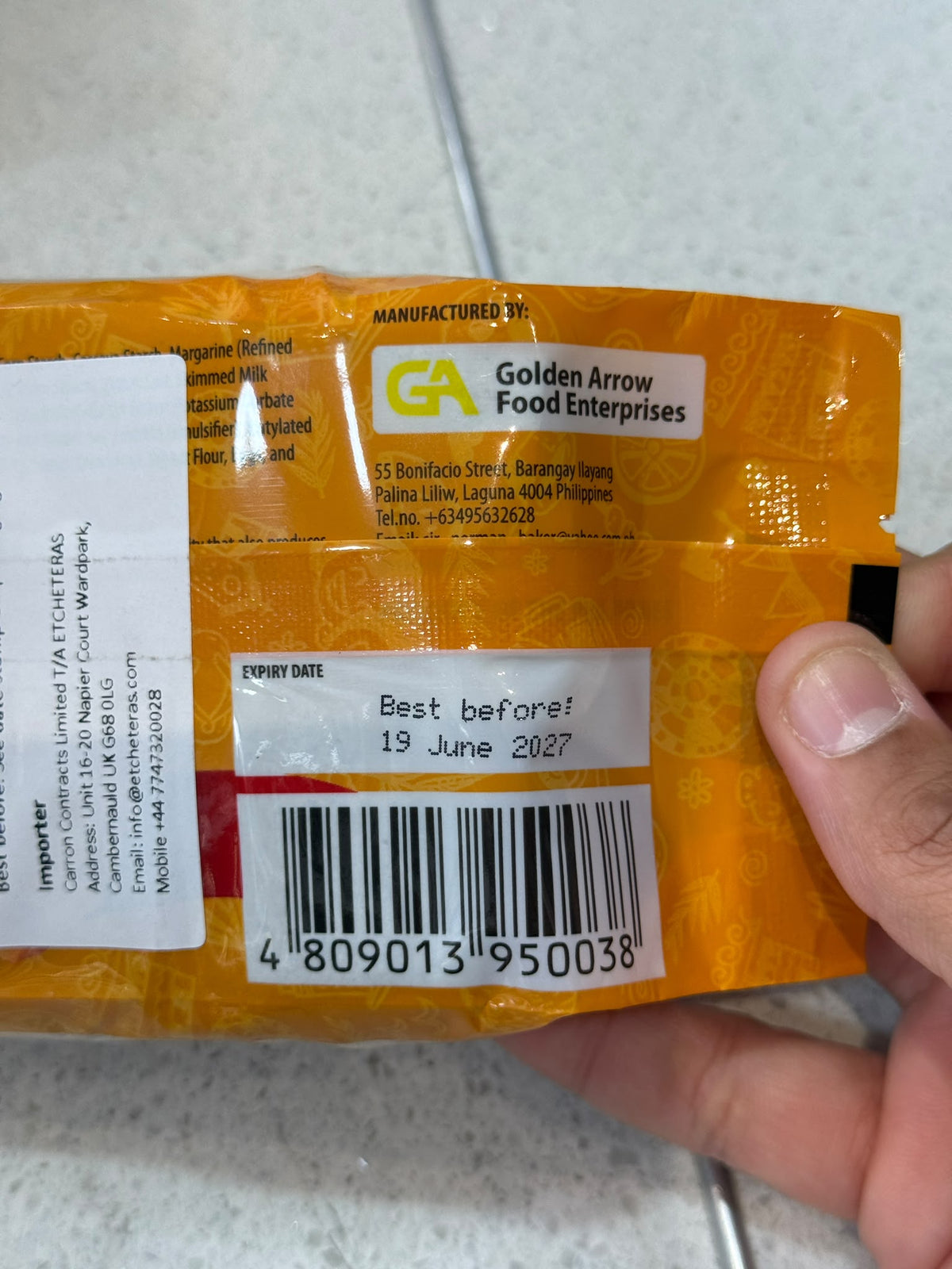 Sir Norman Baker Uraro Arrowroot Cookies best before date and manufacturer | Asian Grocery UK