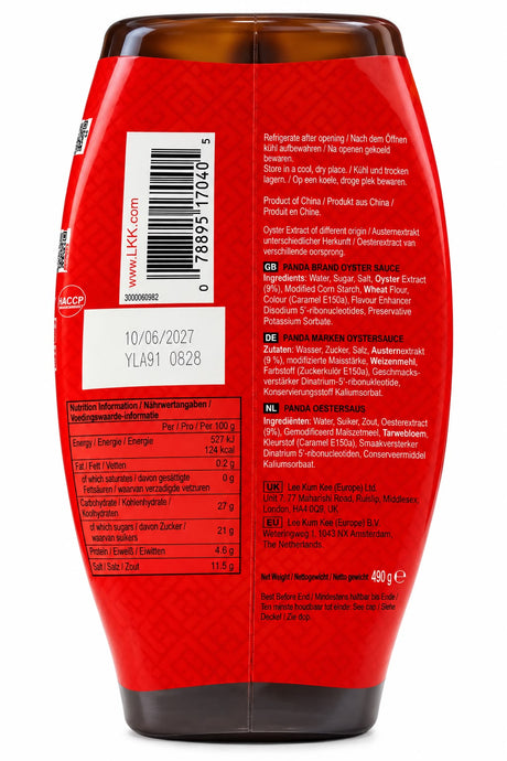 Lee Kum Kee Panda Brand Oyster Sauce 490g ingredients and nutrition | Asian Grocery UK