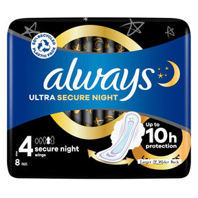 Always Ultra Secure Night #4 Sanitary Towel Wings 8 Pads (PM: 2.69) | Asian Grocery UK