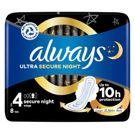 Always Ultra Secure Night 4 Sanitary Towel Wings 8 Pads (PM: 2.69) - Asian Online Superstore UK