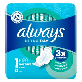 Always Ultra Ultra Day Normal #1 Sanitary Towel Wings (13 Pads) | Asian Grocery UK