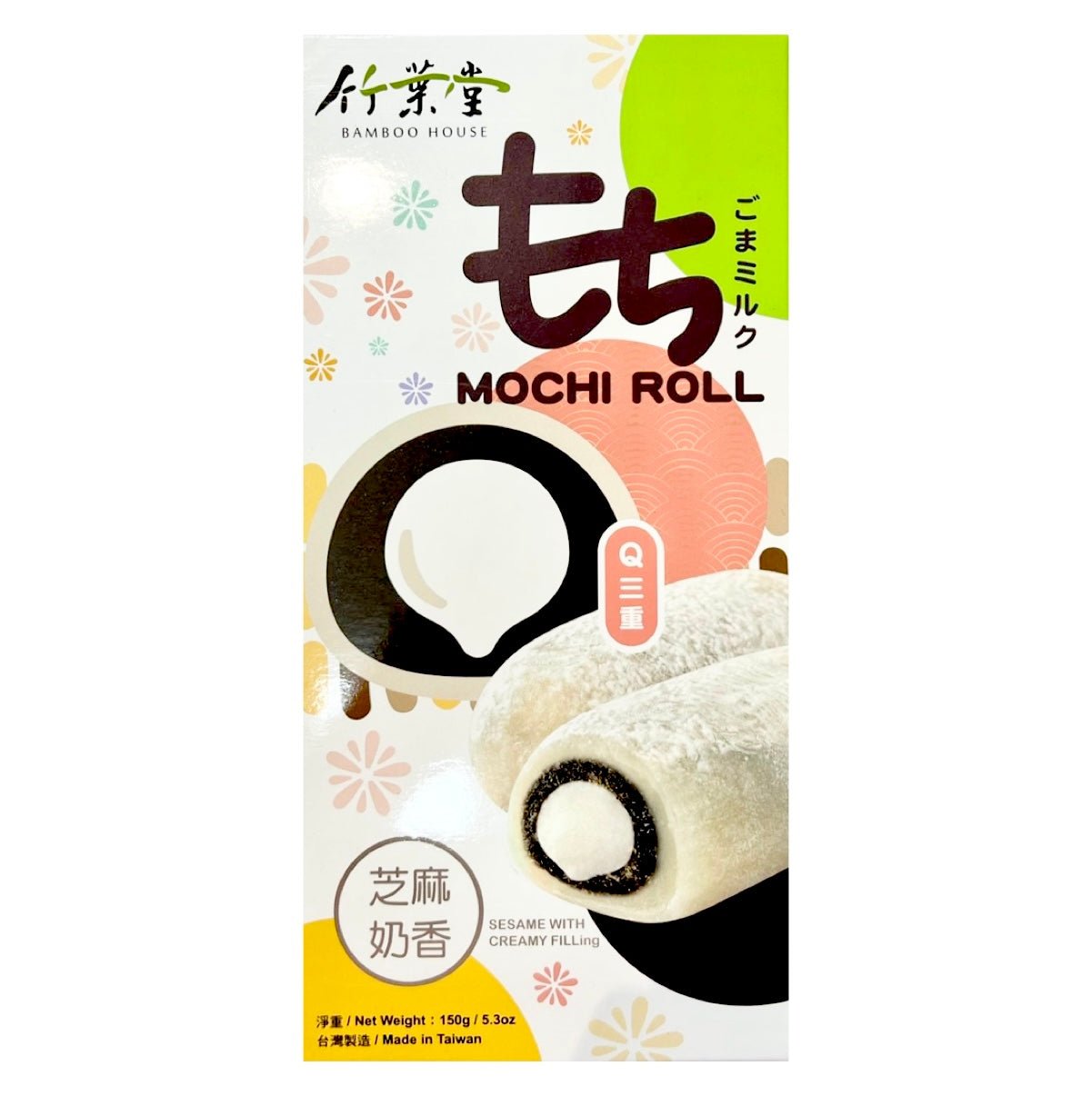 Bamboo House Q - 3 Sesame Milk Mochi Roll 150g - Asian Online Superstore UK
