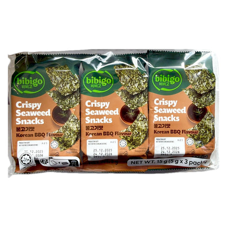 Bibigo Crispy Seaweed Snacks Korean BBQ Flavour 3x5g - Asian Online Superstore UK