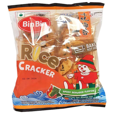 BinBin Rice Cracker Spicy Seaweed Flavour 80g - Asian Online Superstore UK