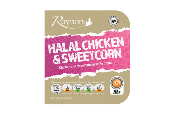1/4 CUT HALAL CHICKEN & SWEETCORN SANDWICH