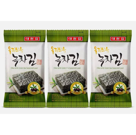 Daechun Olive oil &Green Tea Seasoned Seaweed Snacks Dosirak (4g x 3packs) 12g - Asian Online Superstore UK