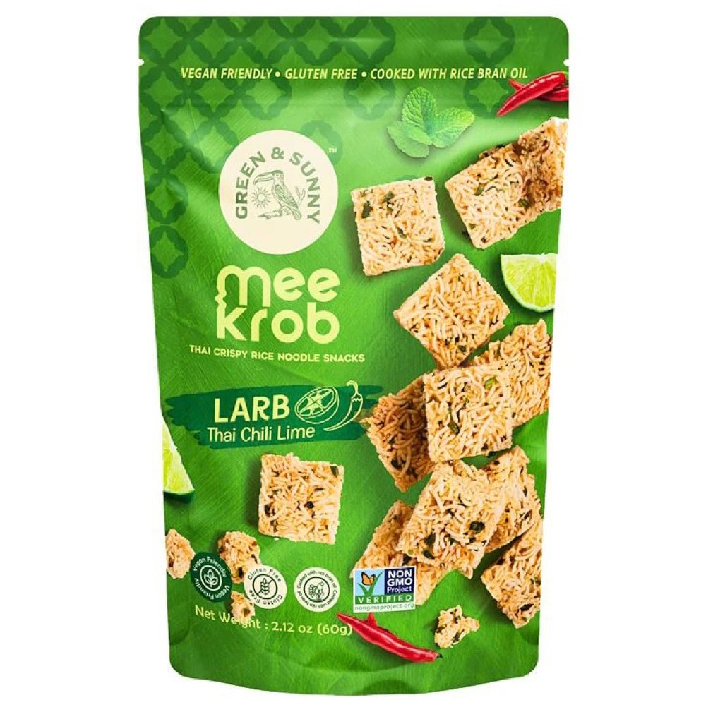 Green & Sunny Brand Mee Krob Thai Crispy Rice Noodle Snack Larb Thai Chilli Lime 60g - Asian Online Superstore UK