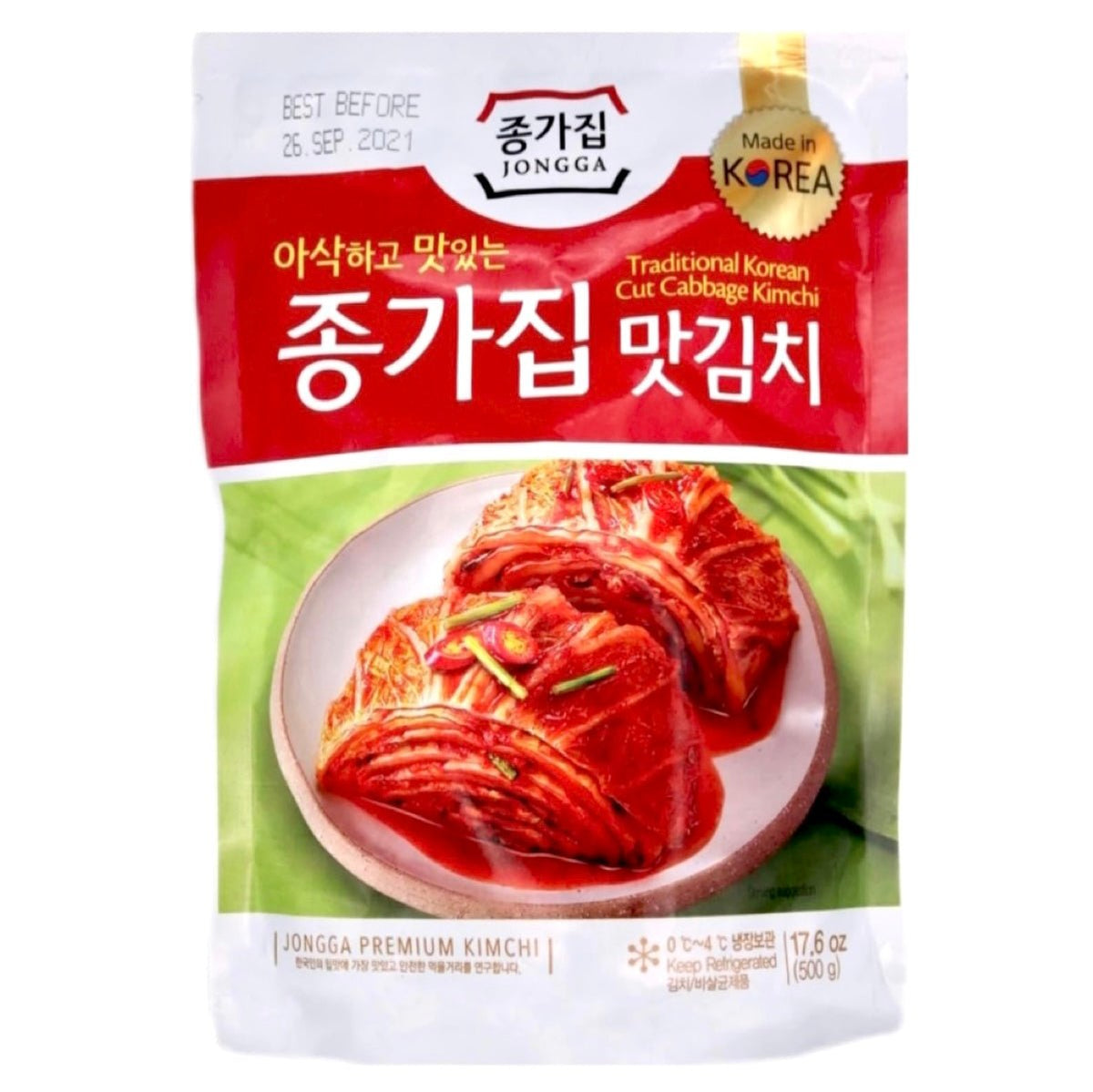 Jongga Poggi Kimchi (Cut Cabbage Kimchi) 500g | Asian Grocery UK