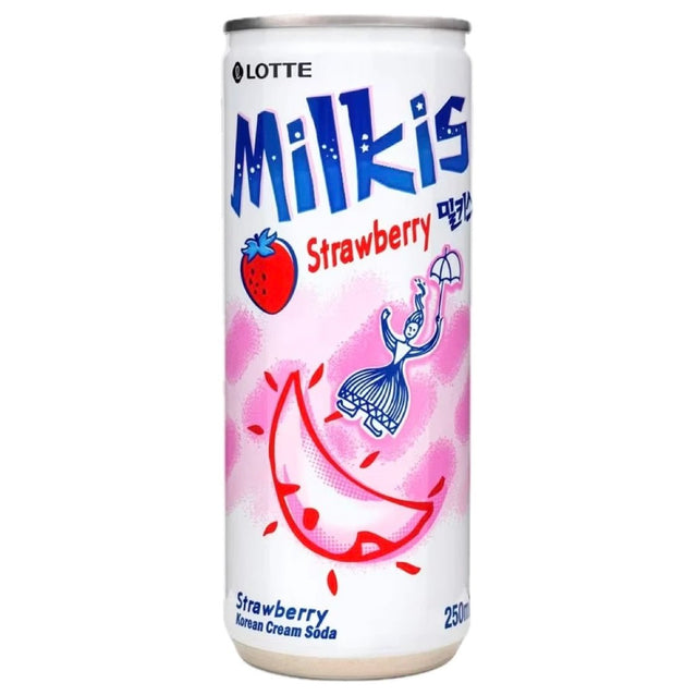 Lotte Milkis Cream Soda Strawberry Flavour 250ml - Asian Online Superstore UK
