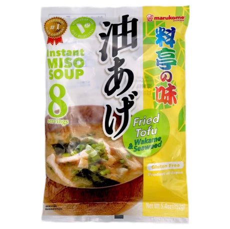 Marukome Instant Miso Soup Fried Tufo & Wakame Seaweed (Aburaage) 152g - Asian Online Superstore UK