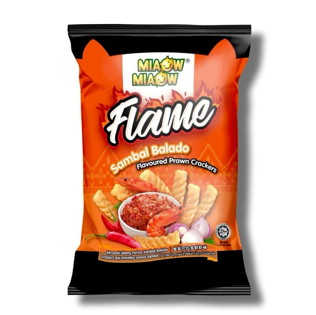 Miaow Miaow Flame Prawn Cracker Sambal Balado 50g - Asian Online Superstore UK
