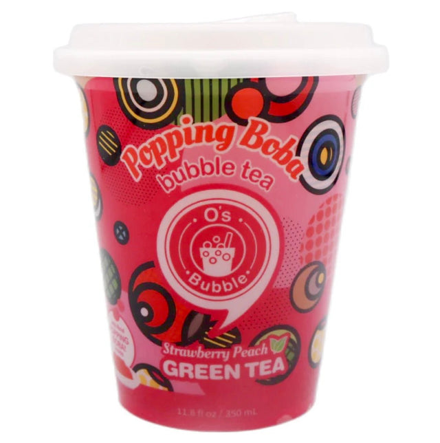 (OB) O’s Popping Boba Bubble Tea Strawberry Peach Green Tea 350ml - Asian Online Superstore UK