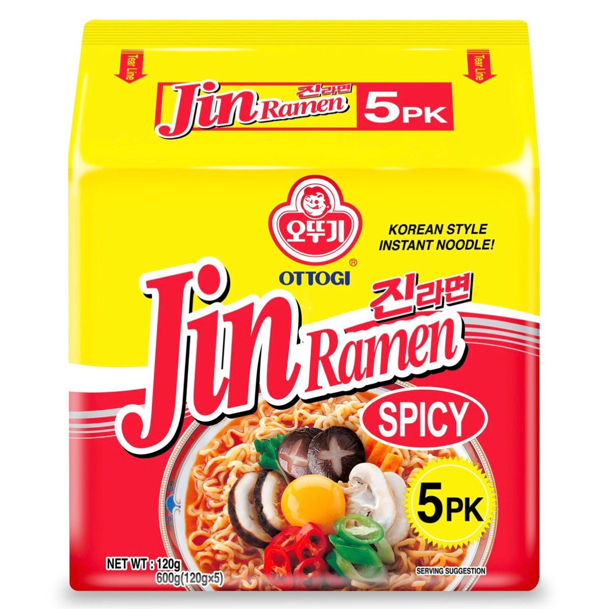 Ottogi Jin Ramen Spicy Noodle 5x120g - Asian Online Superstore UK