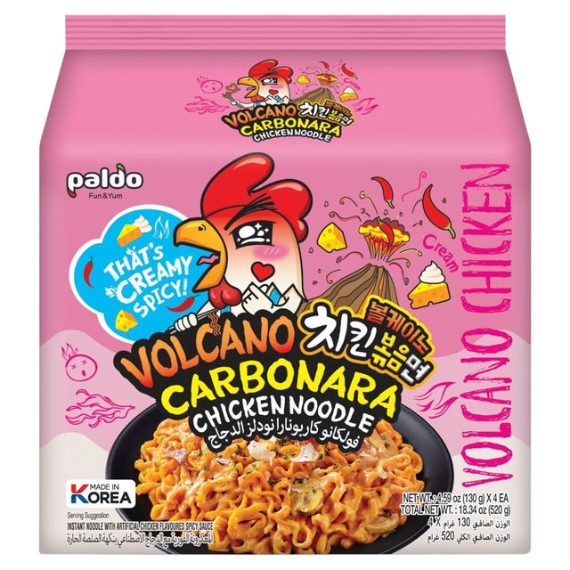 Paldo Volcano Carbonara Chicken Instant Noodle Multi (130gx4) 520g - Asian Online Superstore UK