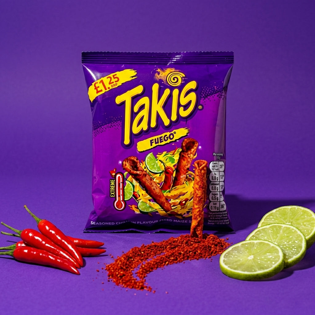 Takis Fuego Chilli and Lime Flavour Fried Maize Snack 55g