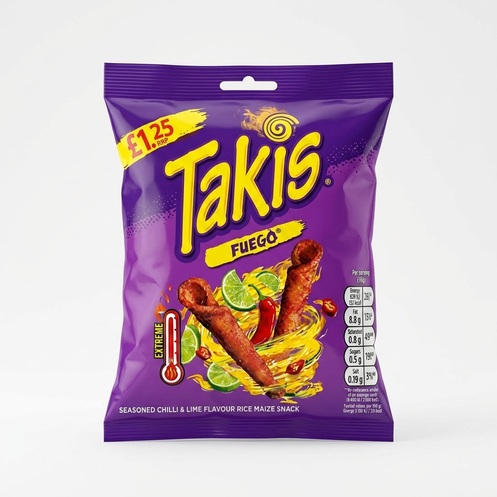 Takis Fuego Chilli and Lime Flavour Fried Maize Snack 55g