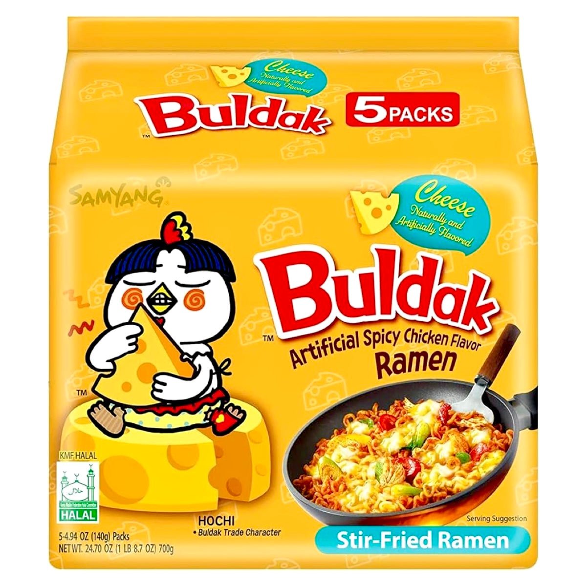 Samyang Buldak Cheese Hot Chicken Flavour Ramen 5x140g - Asian Online Superstore UK