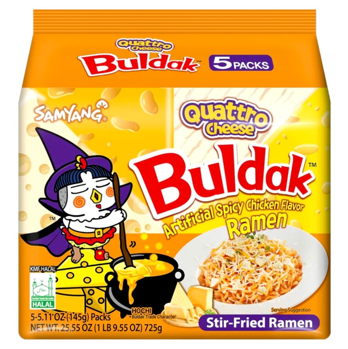 Samyang Buldak Quatro Cheese (4 Cheese) Hot Chicken Flavour Ramen Multi 5x145g - Asian Online Superstore UK