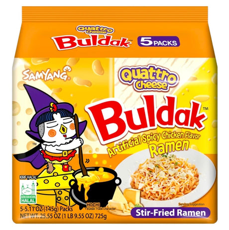 Samyang Buldak Quatro Cheese (4 Cheese) Hot Chicken Flavour Ramen Multi 5x145g - Asian Online Superstore UK