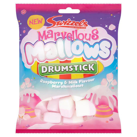 Swizzels Marvellous Mallows Drumstick Raspberry And Milk Drumstick Flavour Marshmallow (RRP:1.25) 100g - Asian Online Superstore UK