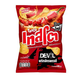 Tasto Potato Chips Devil Chilli & Emperor Chilli Flavour Ridge Cut 69g | Asian Grocery UK