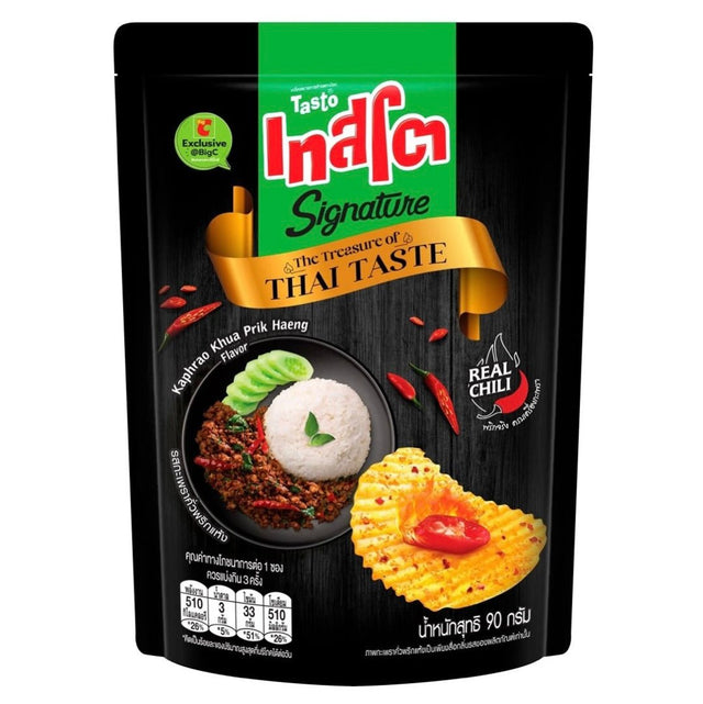 Tasto Signature Potato Chips Thai Taste Potato Stir - Fried Badil With Dried Chilli (Pad Kra Kau Drik Haeng) 90g - Asian Online Superstore UK