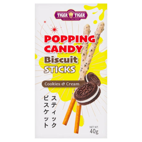 TT - Tiger Tiger Popping Candy Biscuits Sticks Cookies & Cream 40g - Asian Online Superstore UK