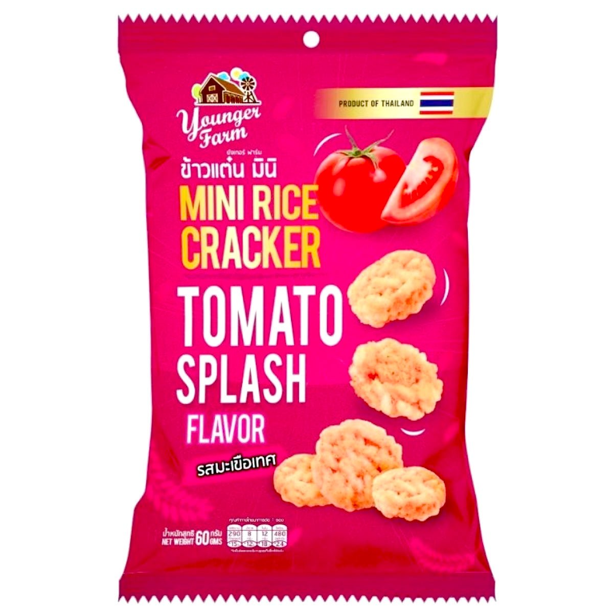 Younger Farm Mini Rice Cracker Tomato Splash 60g - Asian Online Superstore UK