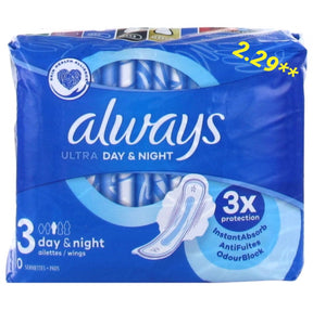 Always Ultra Day & Night #3 Sanitary Towel Wings (10 Pads) | Asian Grocery UK