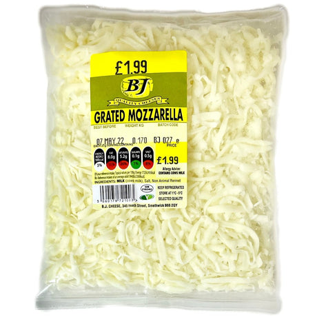 BJ Grated Mozzarella Cheese 170g - Asian Online Superstore UK