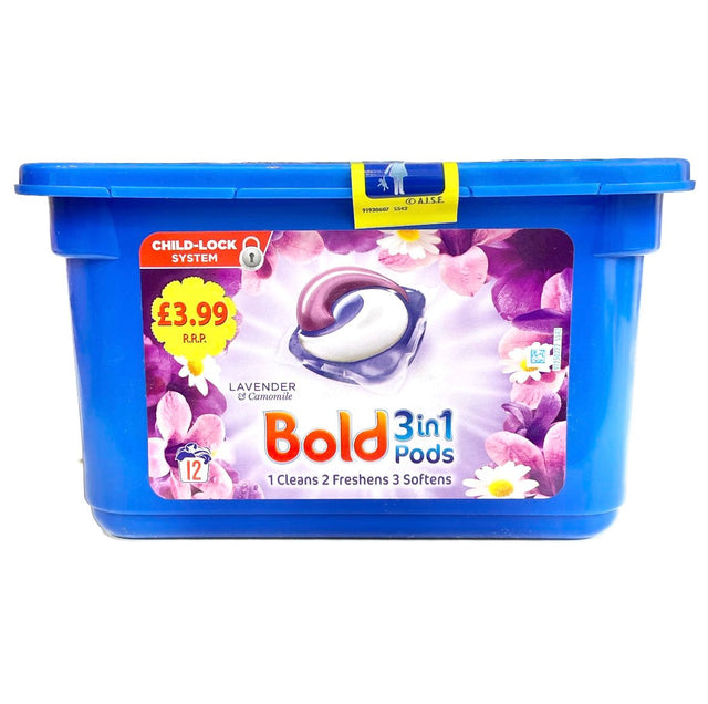 Bold 3 in 1 Pods Lavandera & Camomile Washing Liquid Capsul (12 Pods) 316.8g - Asian Online Superstore UK