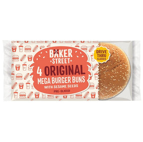 BS Baker Street 4 Mega Burger Buns With Sesame Seeds 4S | Asian Grocery UK