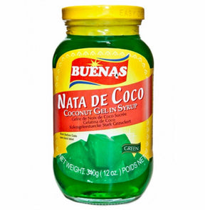 Buenas Green Nata De Coco (Coconut Gel in Syrup) 340g | Asian Grocery UK