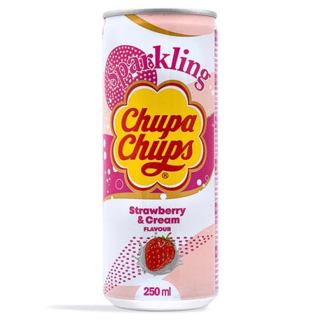 Chupa Chups Sparkling Strawberry Cream Flavour Drink 250ml - Asian Online Superstore UK