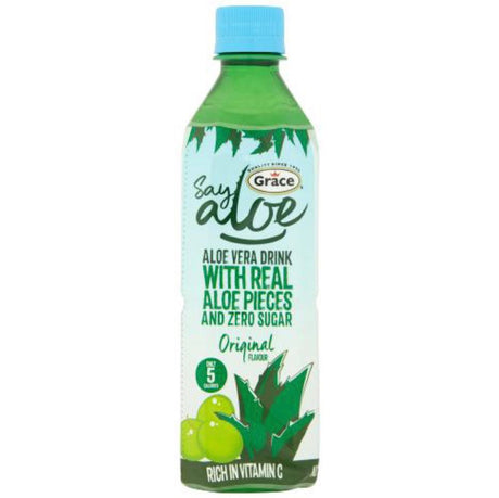 Grace Say Aloe Vera Drink with Real Aloe Pieces and Zero Sugar (Original) 500ml - Asian Online Superstore UK