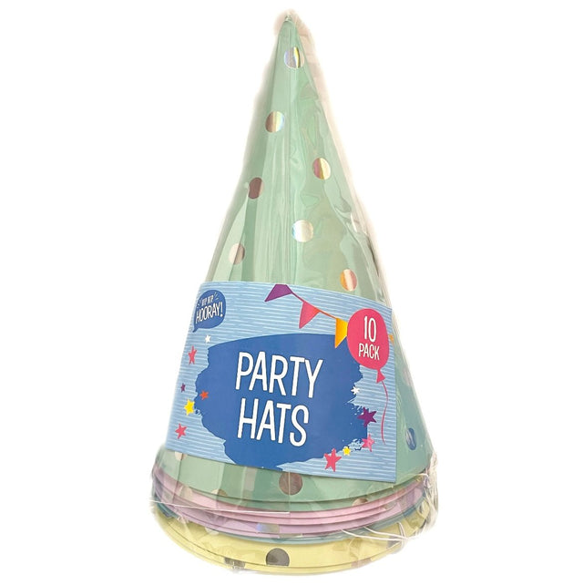 Hip Hip Hooray! Polka Dots Party Hats (10 Pack) - Asian Online Superstore UK
