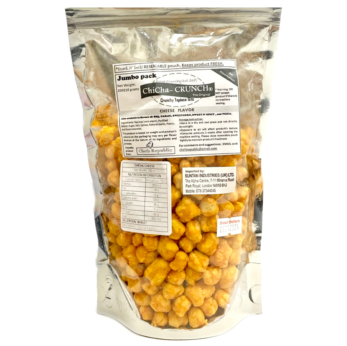 Chicha-Crunch Crunchy Tapioca Bits Cheese Flavour 200g