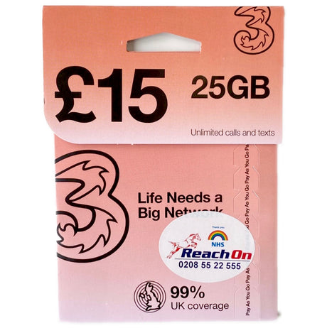 Sim Card Three 25GB Data - AOS Express