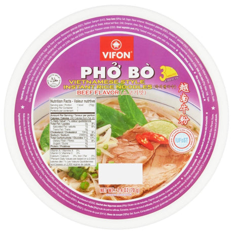 Vifon Pho Bo Bowl Noodle (Beef Flavour) 70g - AOS Express