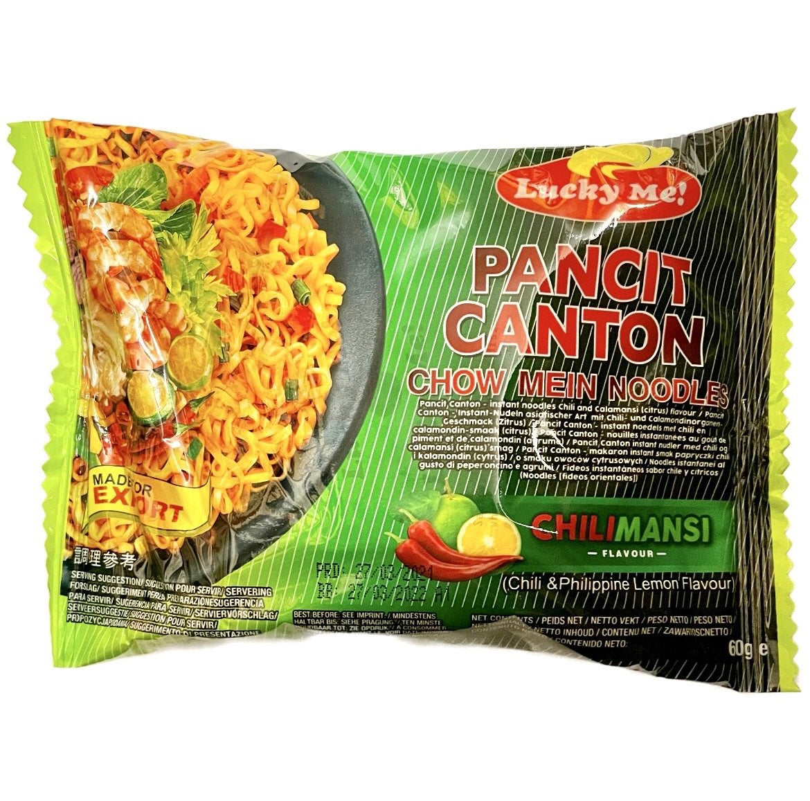 Lucky Me Pancit Canton ChiliMansi (Instant Fried Noodle/Chowmien) 1Box (24x60g) 1.44kg - AOS Express