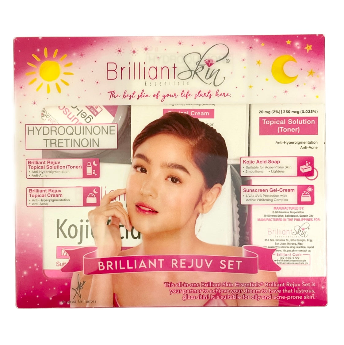 Brilliant Facial Skin Set (Toner, Cream, Kojic Acid Soap, Sunscreen Gel-Cream)