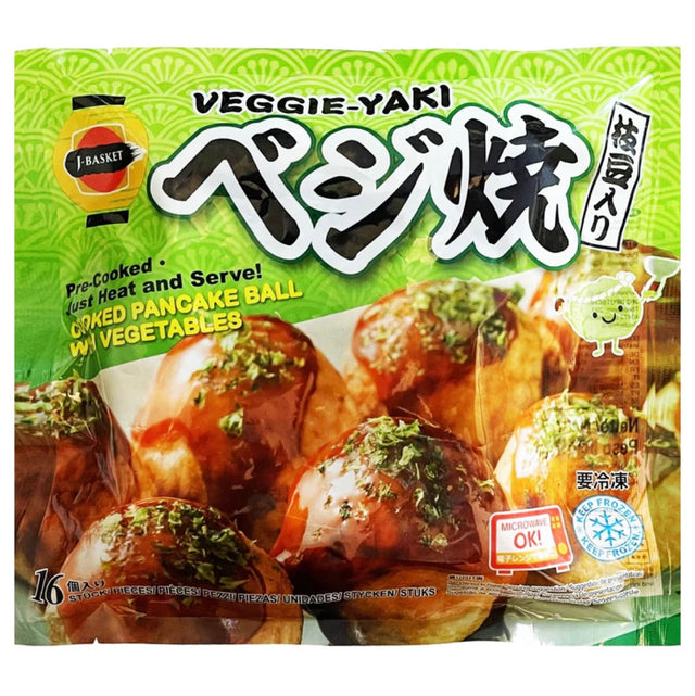 J-Basket Veggie-Yaki 16pc (Cooked Pancake Ball with Vegetable) 480g - Asian Online Superstore UK