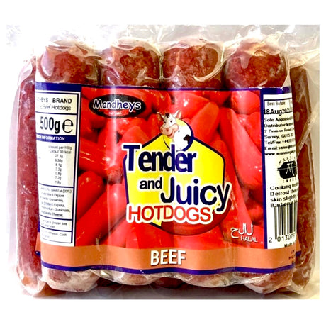 Mandhey’s Manyaman Tender & Juicy Beef Hotdogs 500g - AOS Express