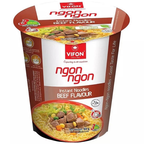 Vifon Ngon Ngon Beef Flavour Cup Noodle 60g (BBD: 07-21) - AOS Express